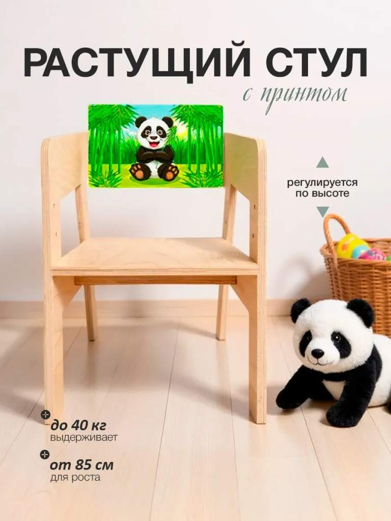 Растущий стульчик деревянный с принтом