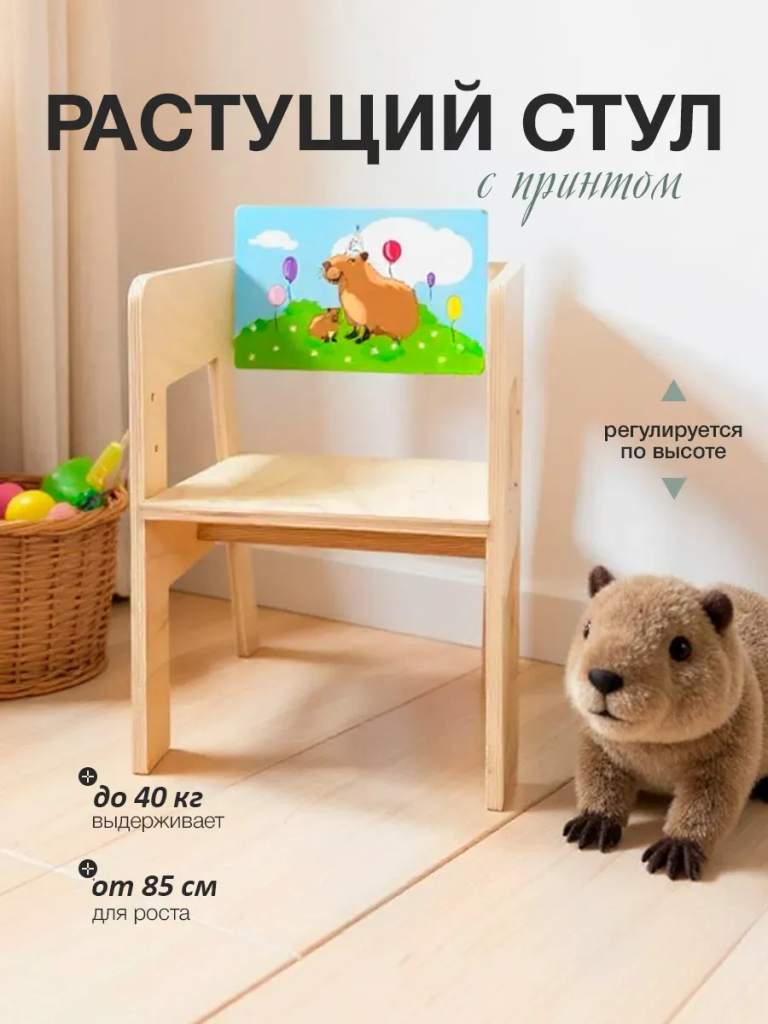 Растущий стульчик деревянный с принтом